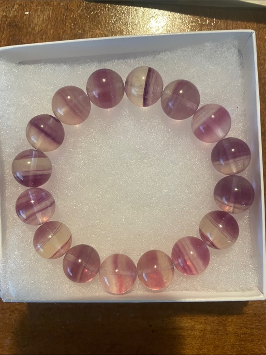 Handmade Jewelry - Magenta and Purple Flourite Clear Beaded Stretch Bracelet - Women Jewelry
